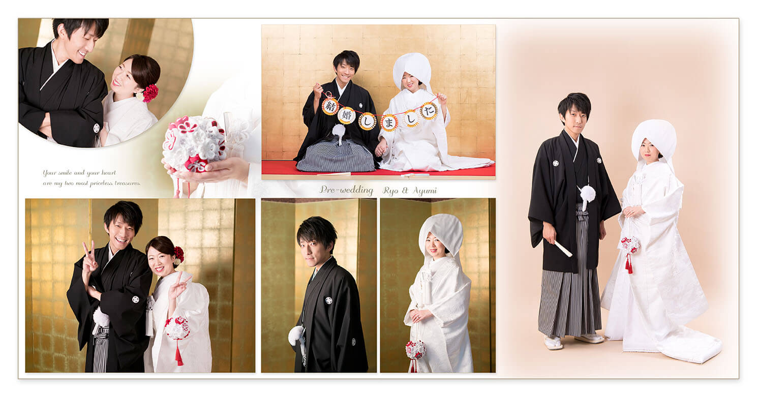 1～2ページ 前撮り（和装）結婚式アルバム