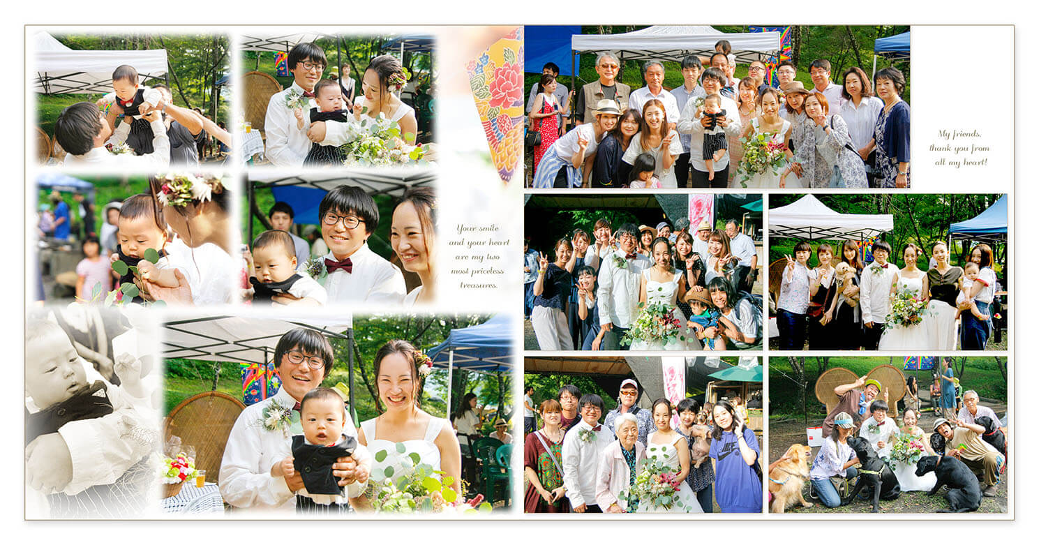 19～20ページ 屋外ウエディングパーティ 結婚アルバム