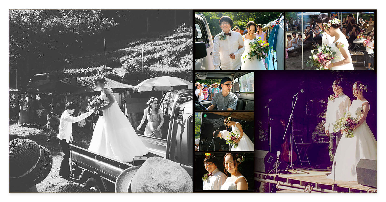 9～10ページ 屋外ウエディングパーティ 結婚アルバム