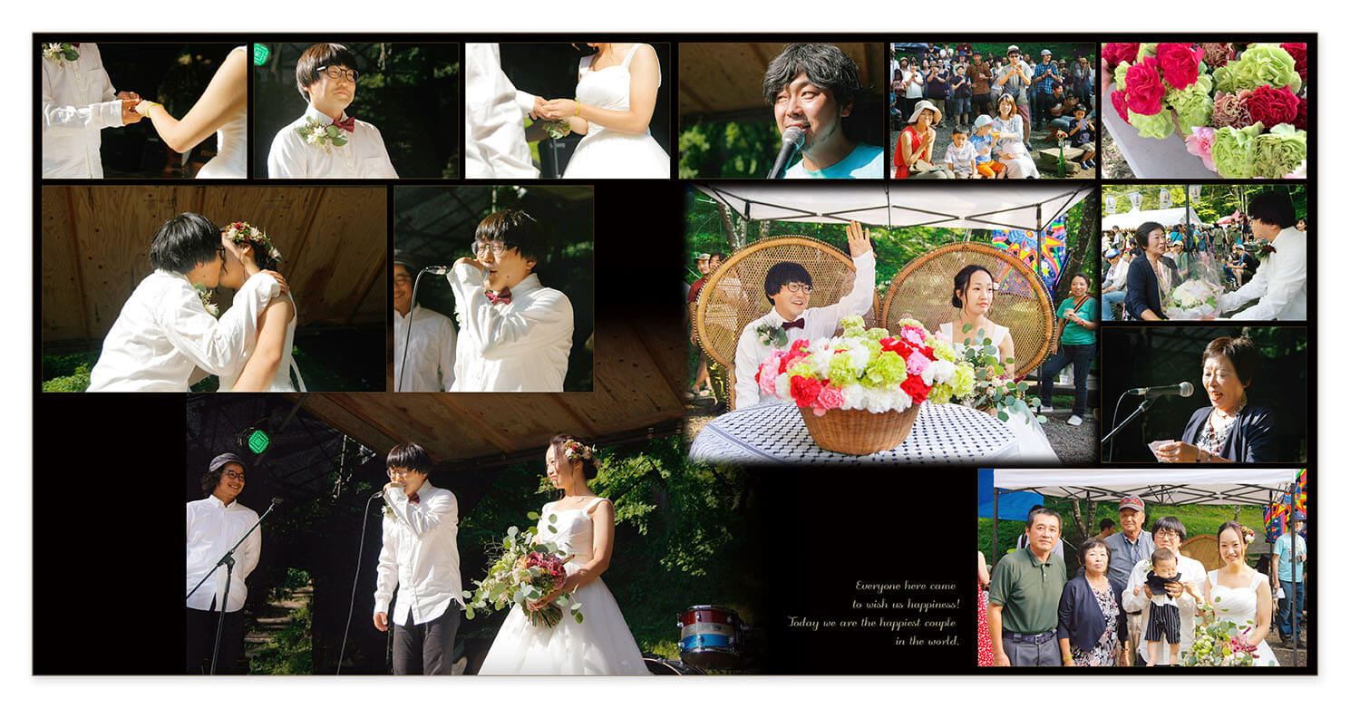 13～14ページ 屋外ウエディングパーティ 結婚アルバム