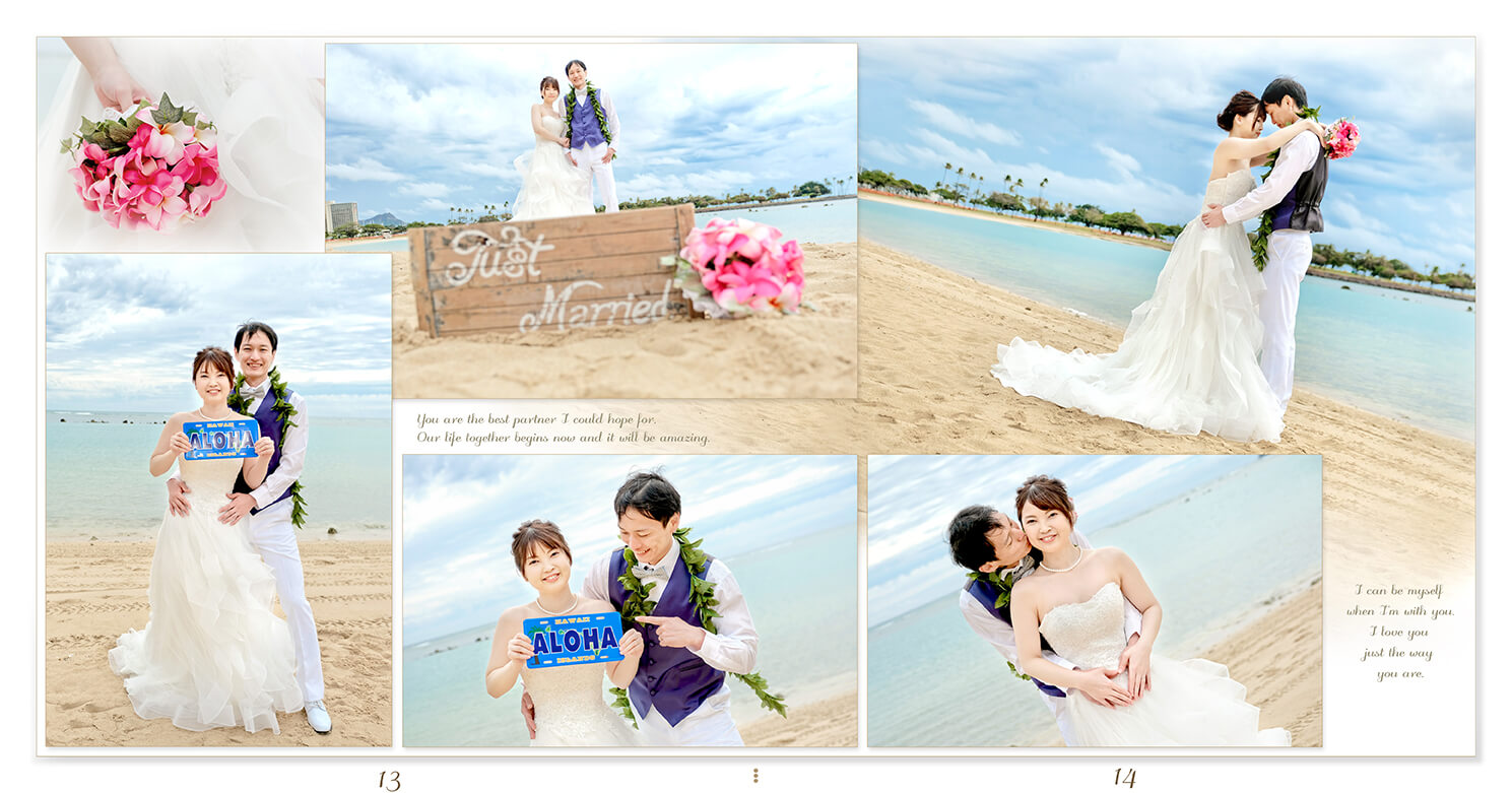 13～14ページ ハワイ アラモアナ 結婚アルバム