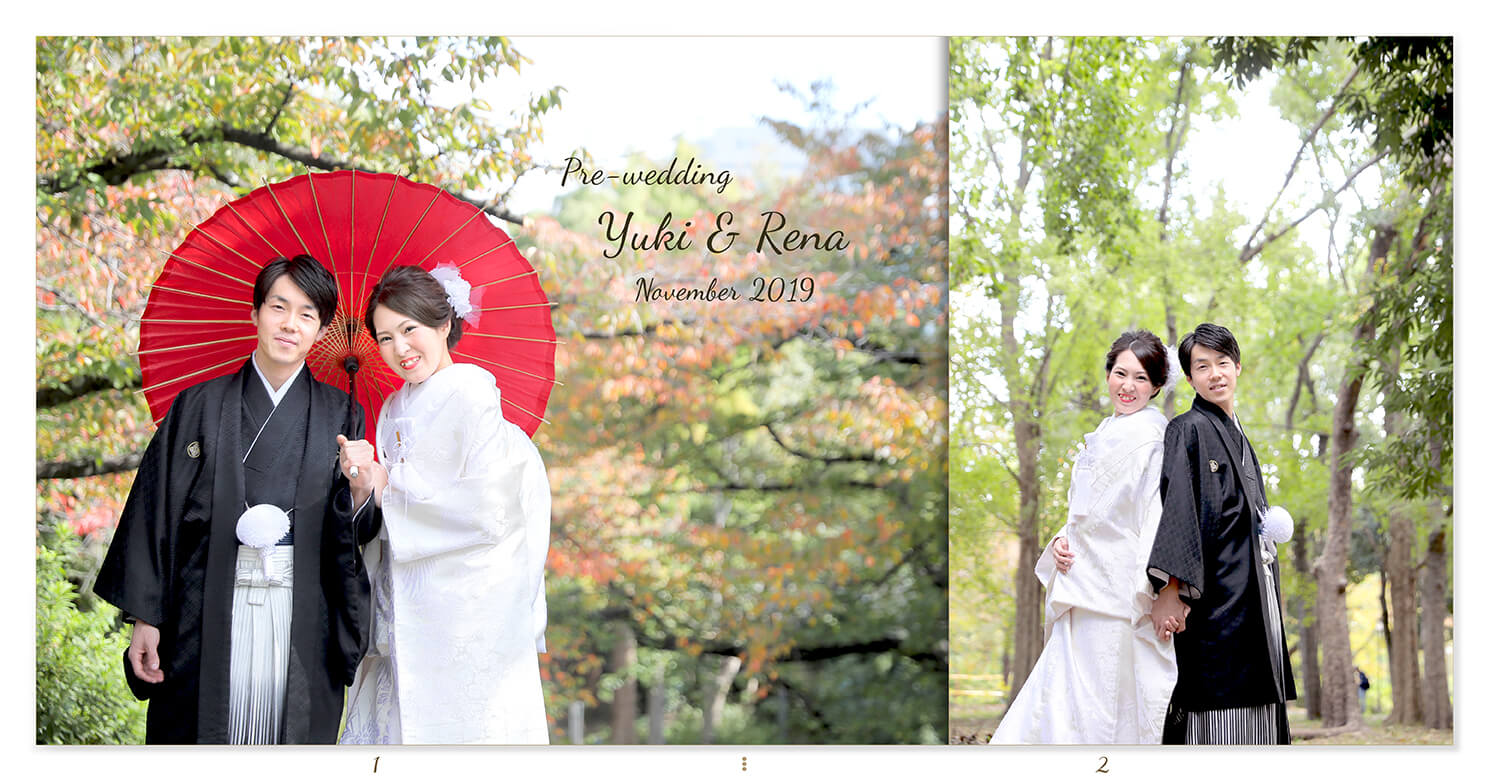 1～2ページ 大阪城公園 和装前撮りアルバム