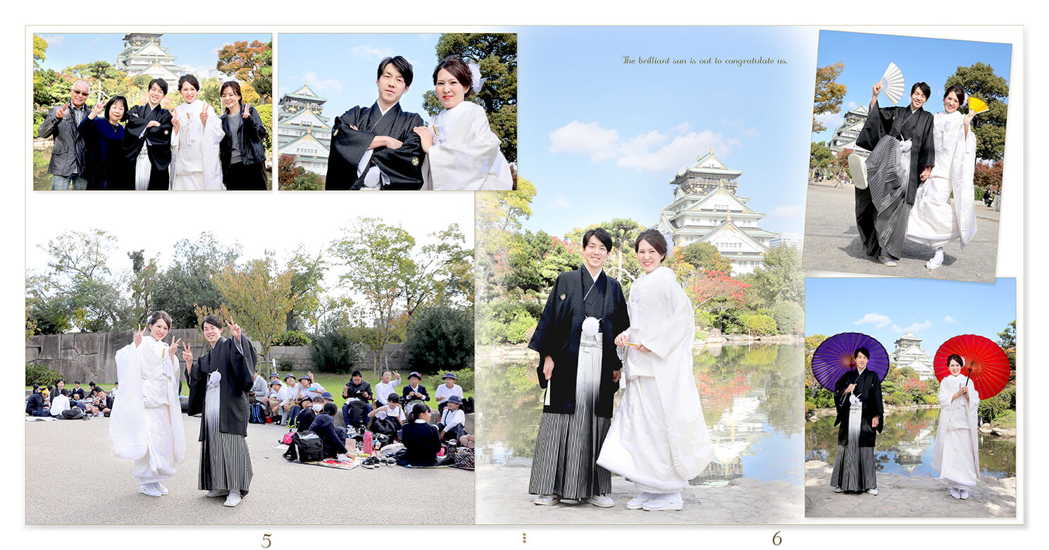 5～6ページ 大阪城公園 和装前撮りアルバム