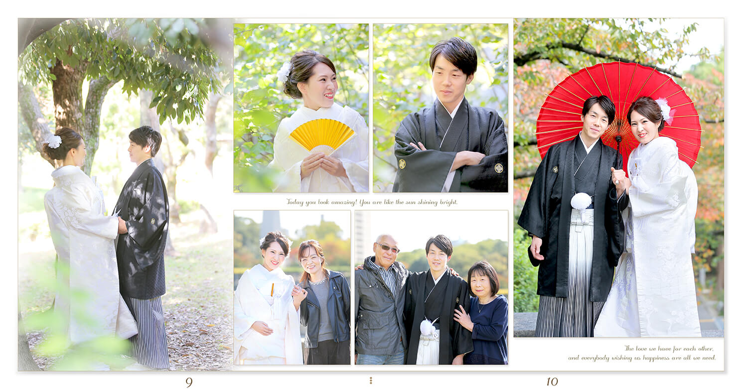 9～10ページ 大阪城公園 和装前撮りアルバム