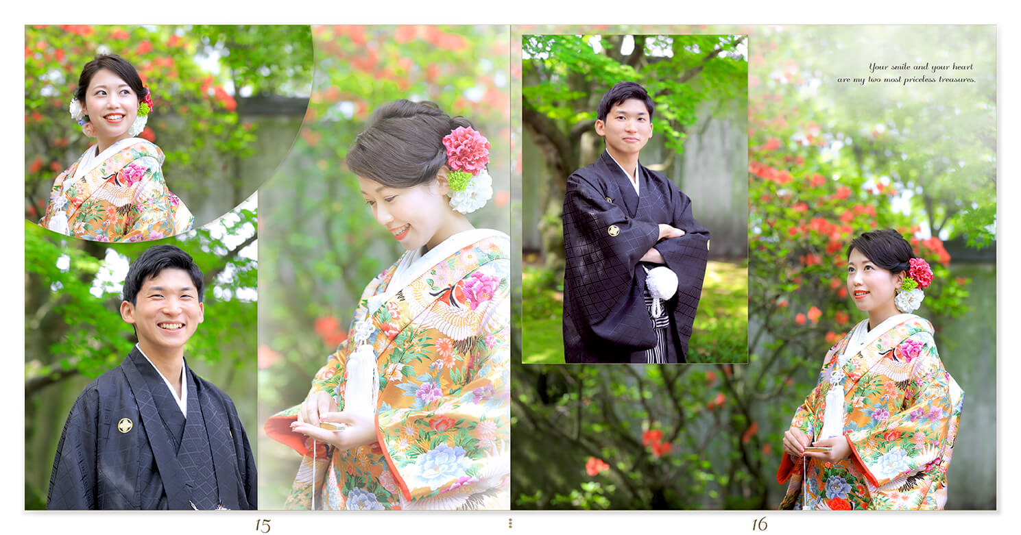 15～16ページ 友泉亭公園 前撮りアルバム