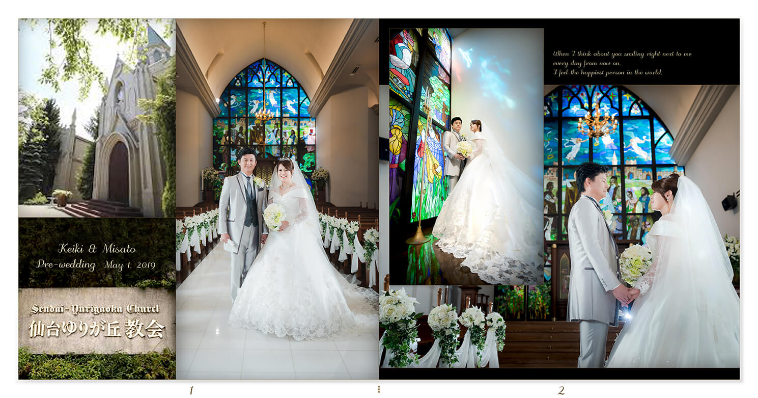 1～2ページ 仙台ゆりが丘教会 前撮りアルバム