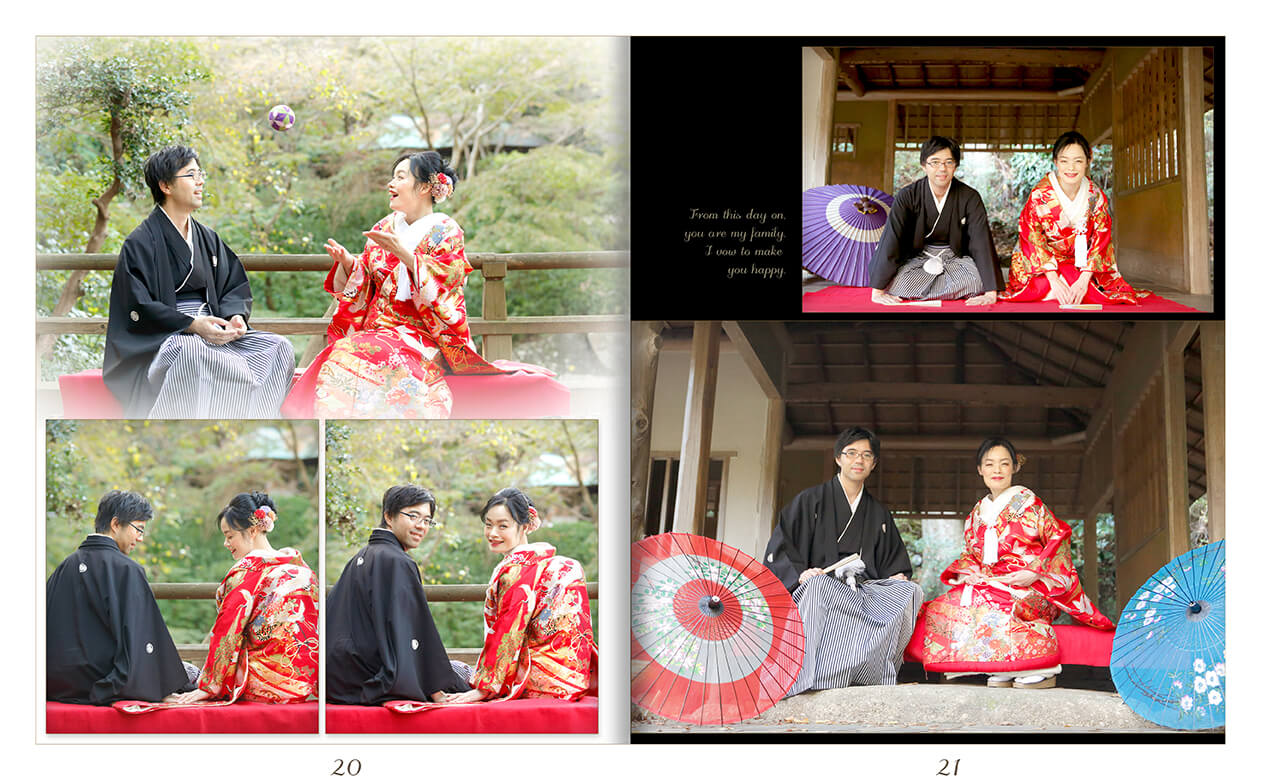 21～22ページ ビーチ撮影・和装 フォトウエディング