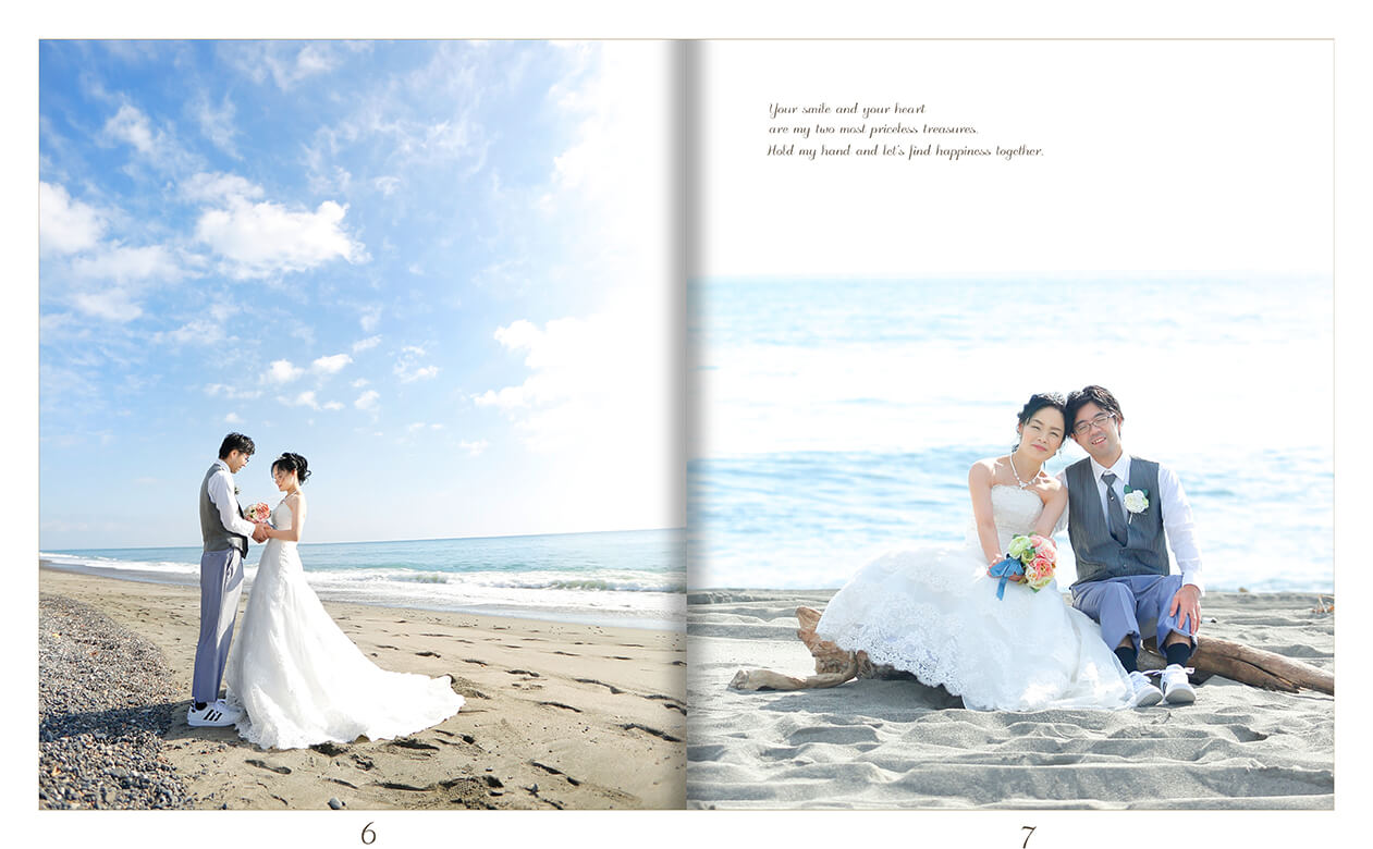 7～8ページ ビーチ撮影・和装 フォトウエディング