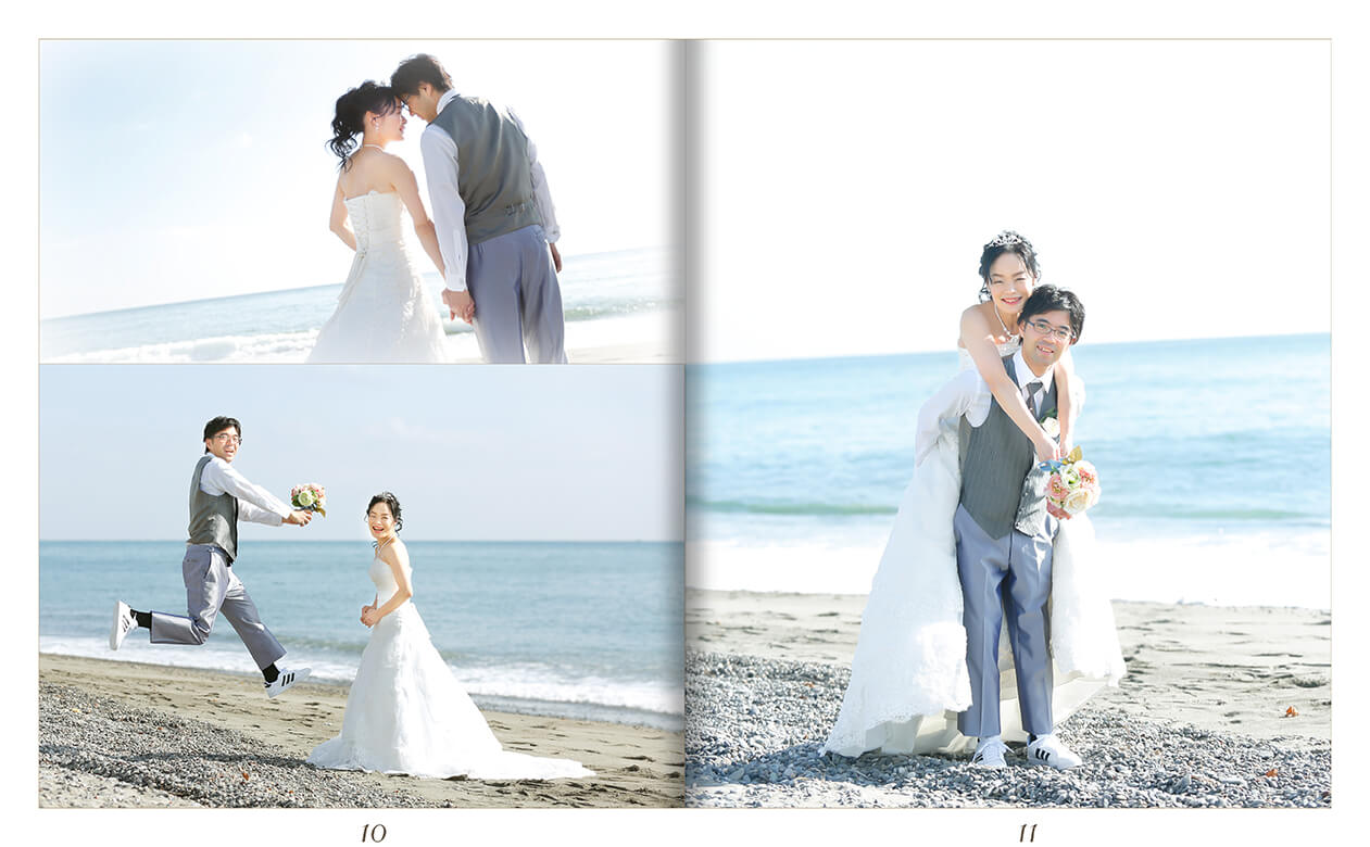 11～12ページ ビーチ撮影・和装 フォトウエディング