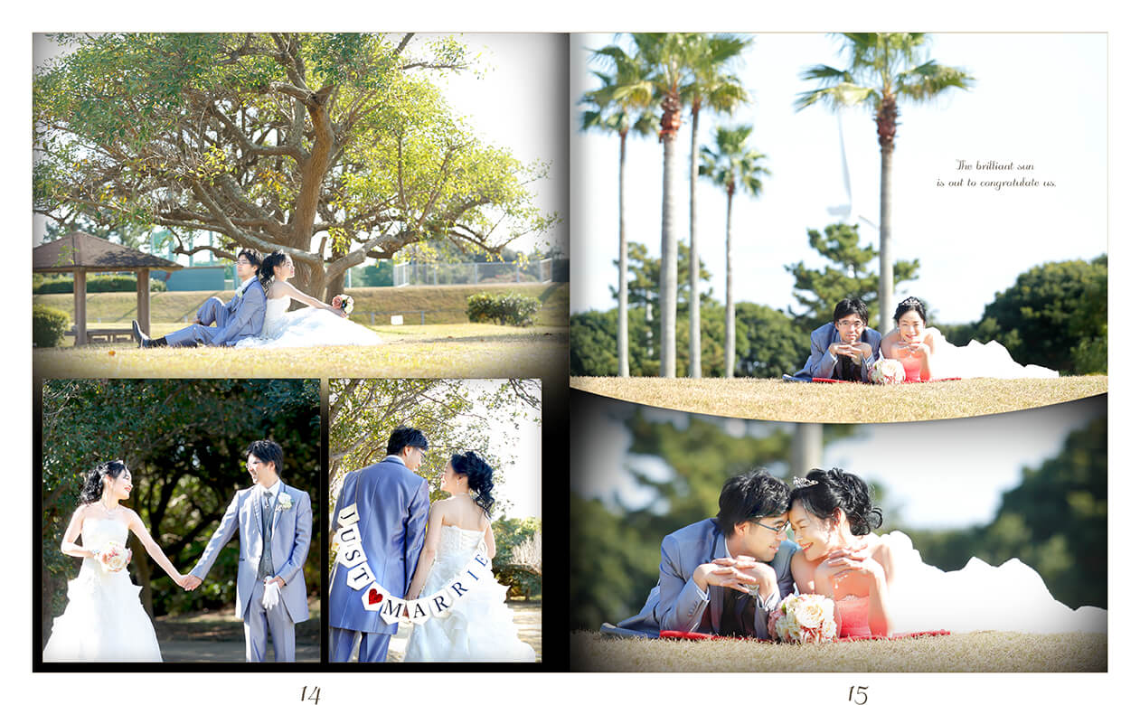 15～16ページ ビーチ撮影・和装 フォトウエディング