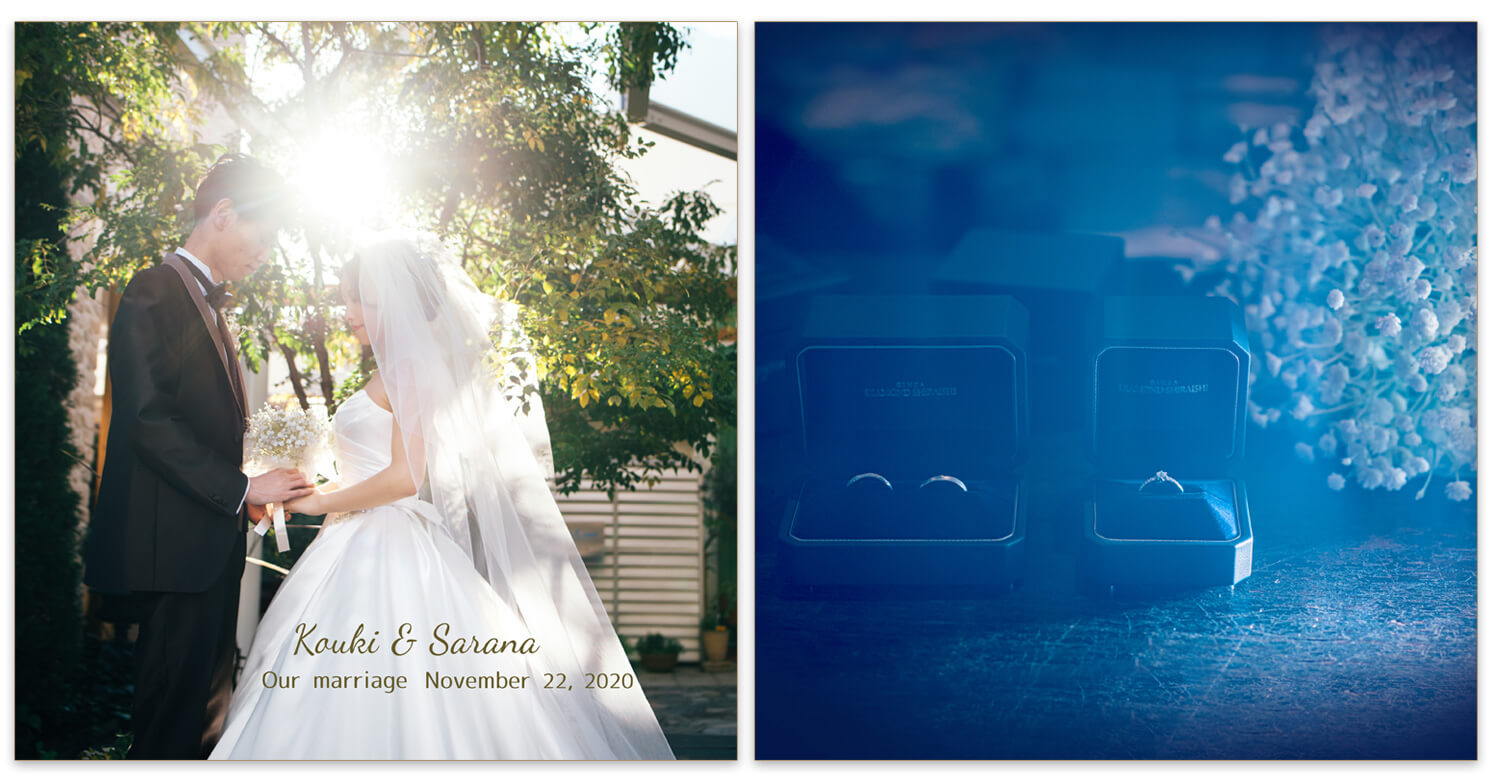 フォトウエディングのアルバム 表紙