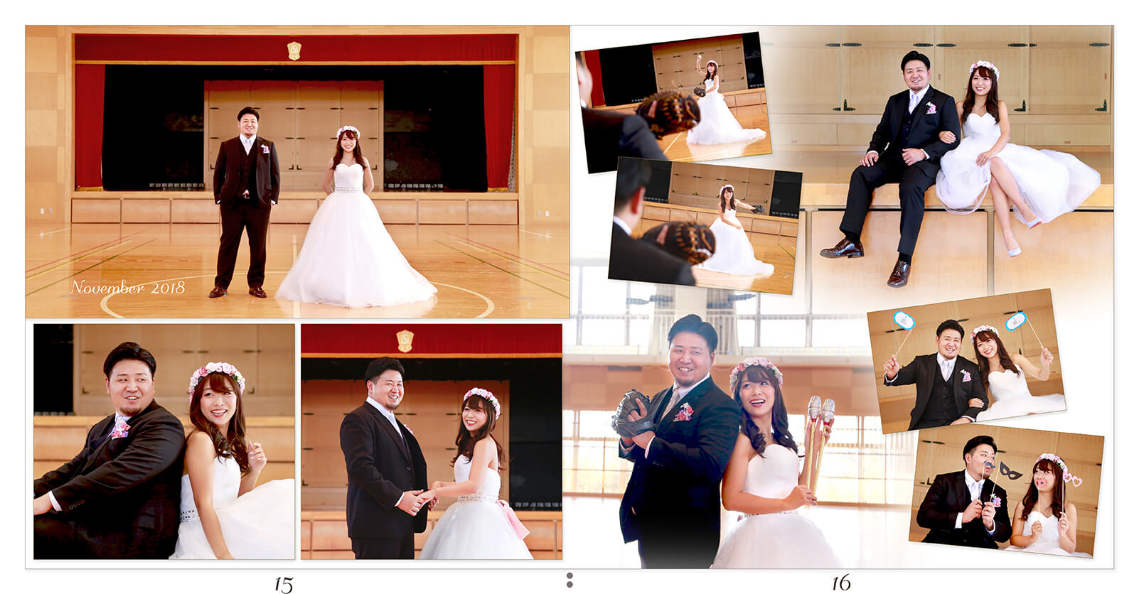 15～16ページ 母校 前撮りアルバム