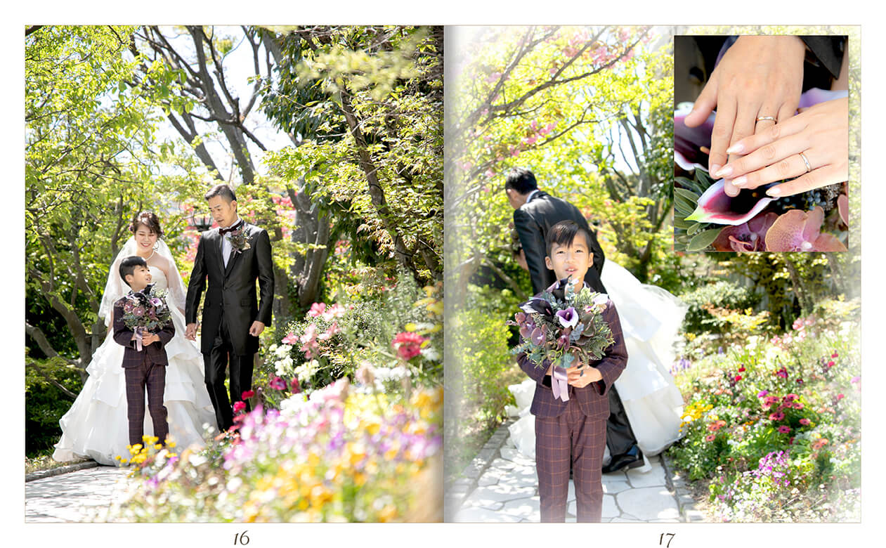 17～18ページ マリーゴールド・ガーデンヒルズ フォトウエディング アルバム