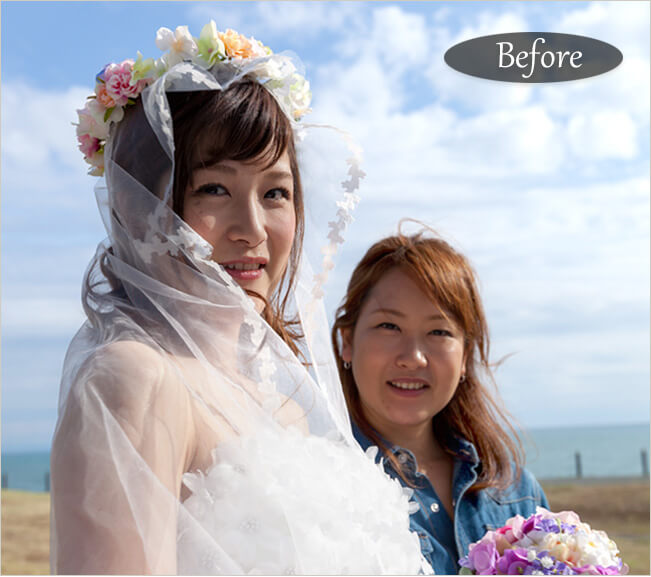 顔だけが暗いの写真補正前