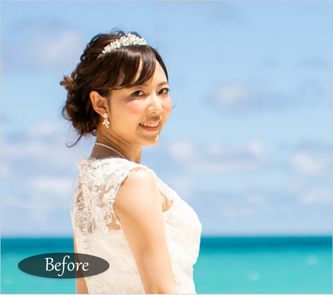 フォトウエディング お顔の影 補正前