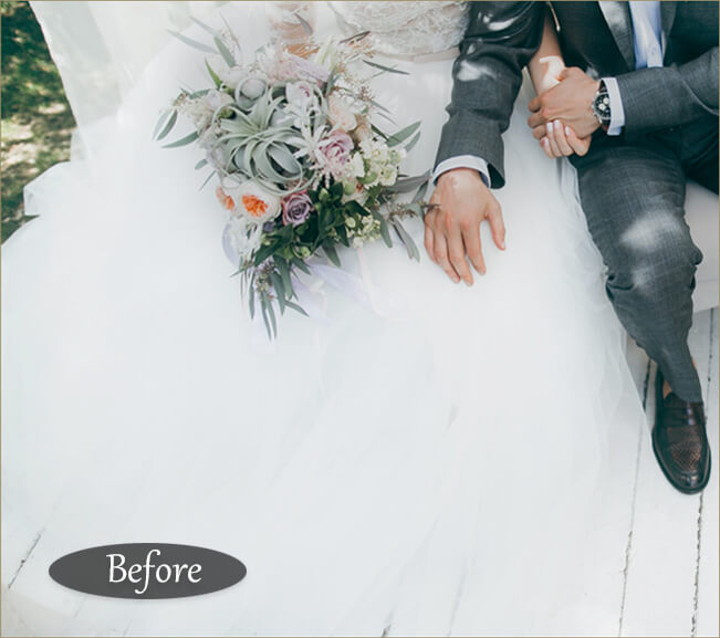 ウエディングドレス 白飛び補正前