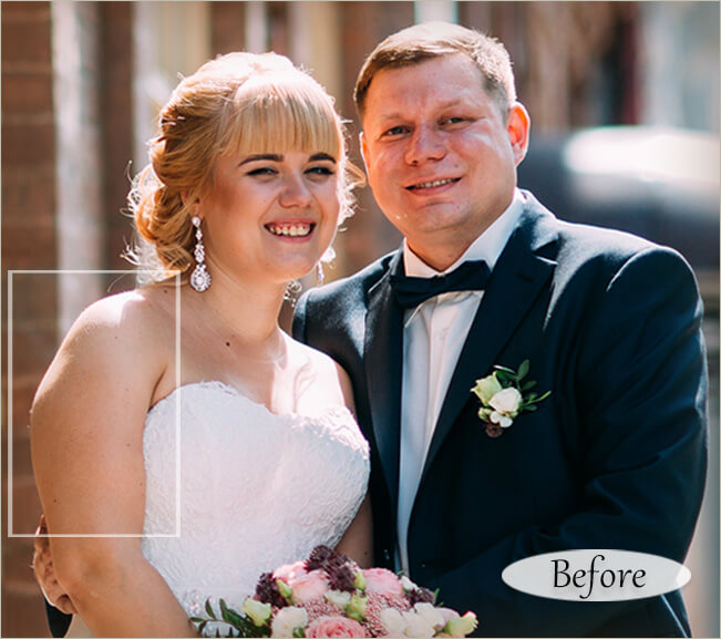 結婚式の写真 腕を細くする補正前