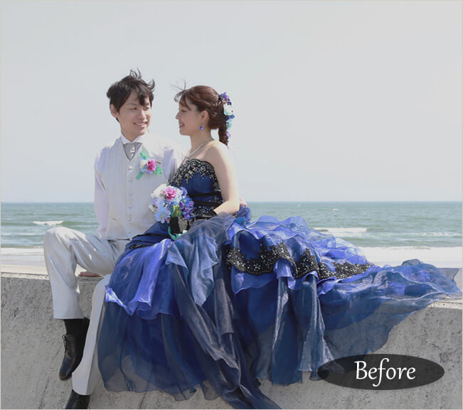 結婚式の写真 空 補正前