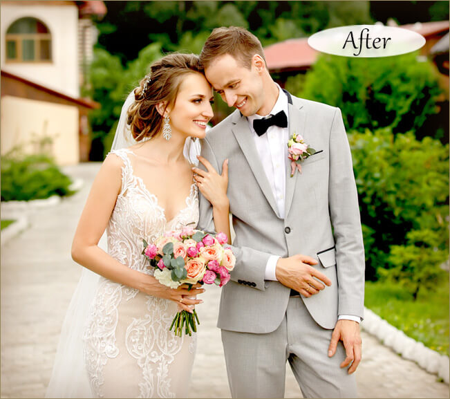 全体が暗い写真の補正後