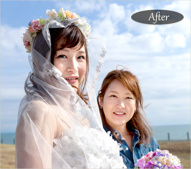 顔だけが暗いの写真補正後