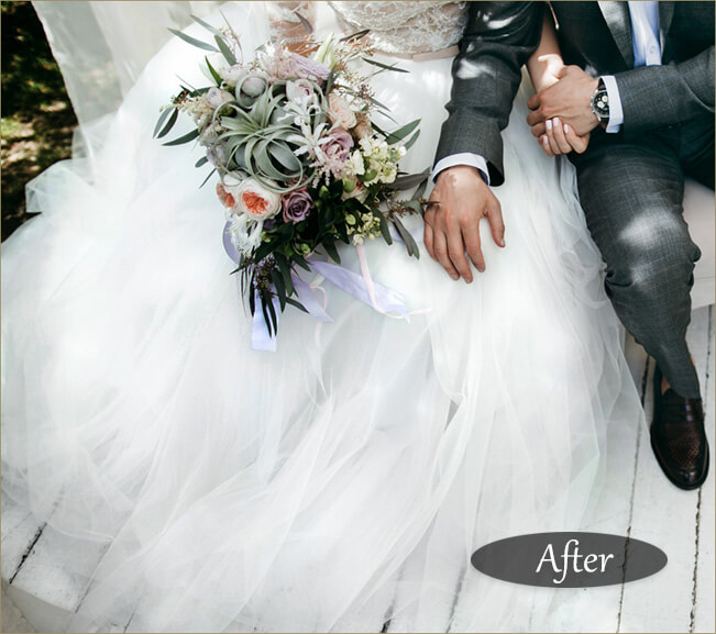 ウエディングドレス 白飛び補正後