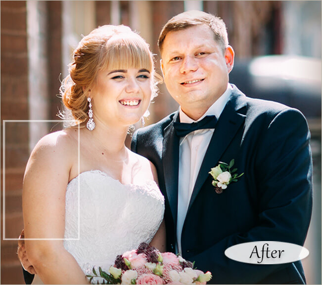 結婚式の写真 腕を細くする補正後