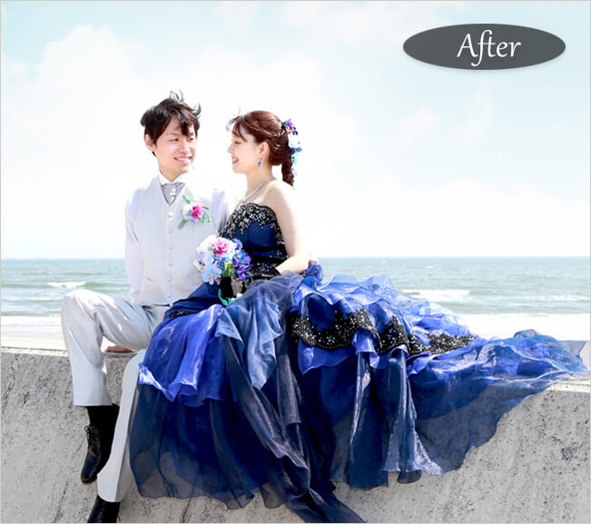 結婚式の写真 空 補正後