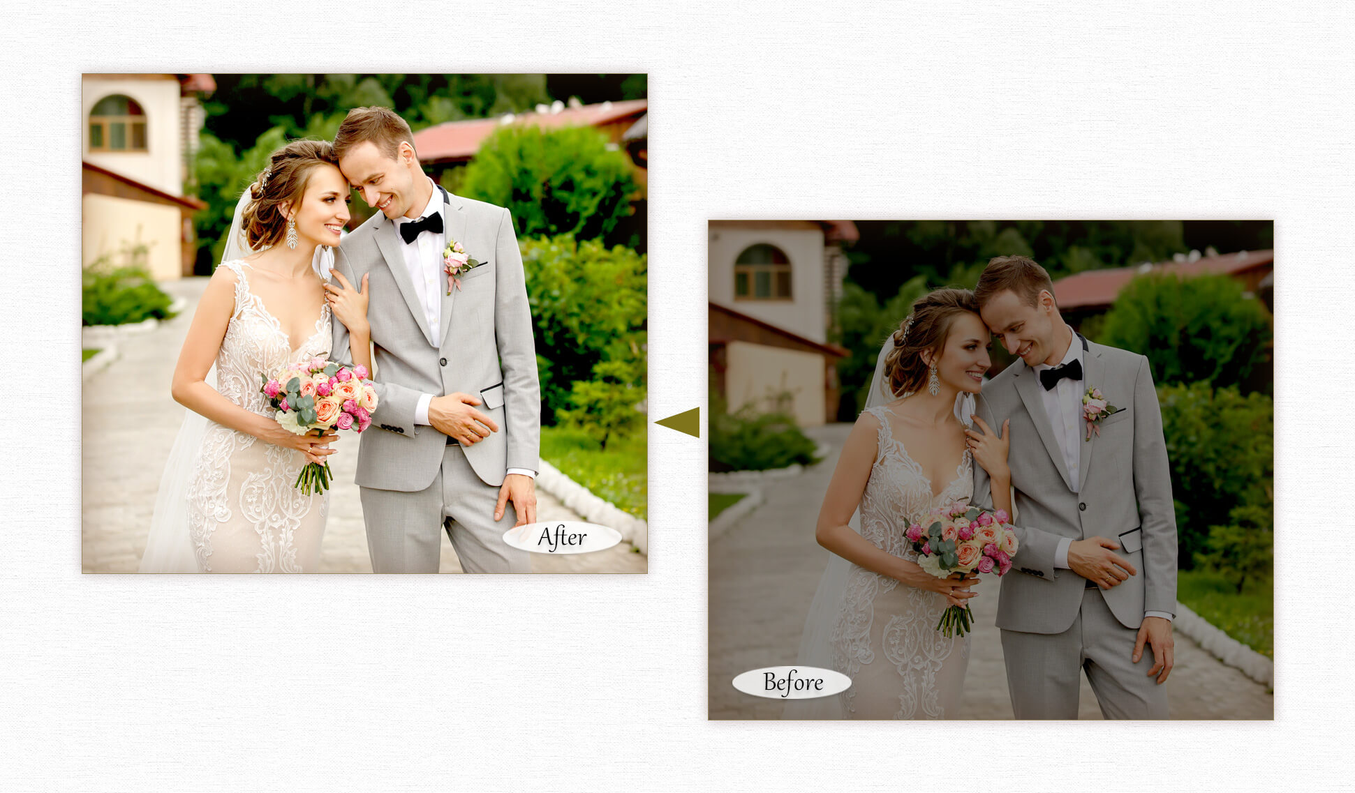 ウエディングの写真補正 全体を明るく