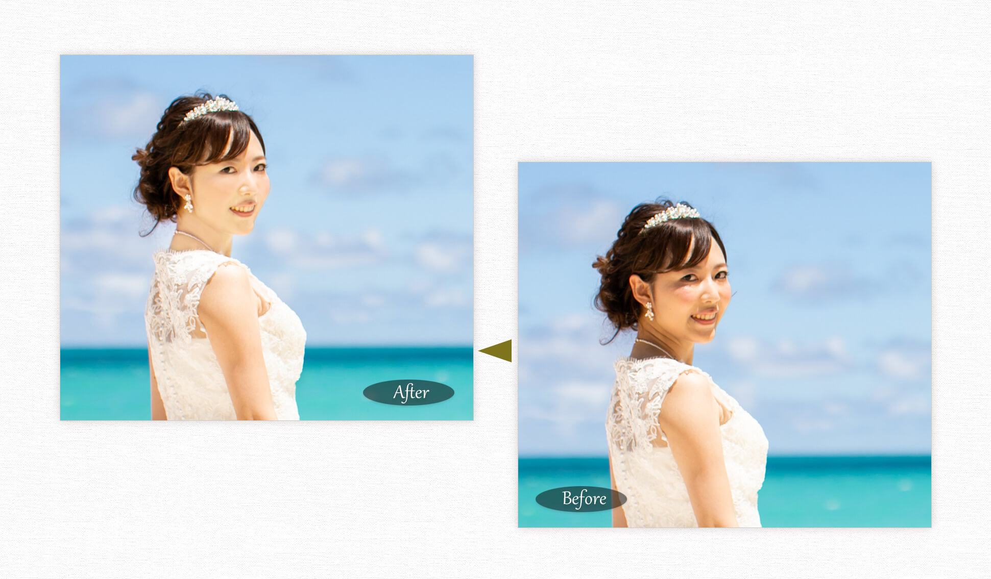 ウエディングの写真補正 顔の影