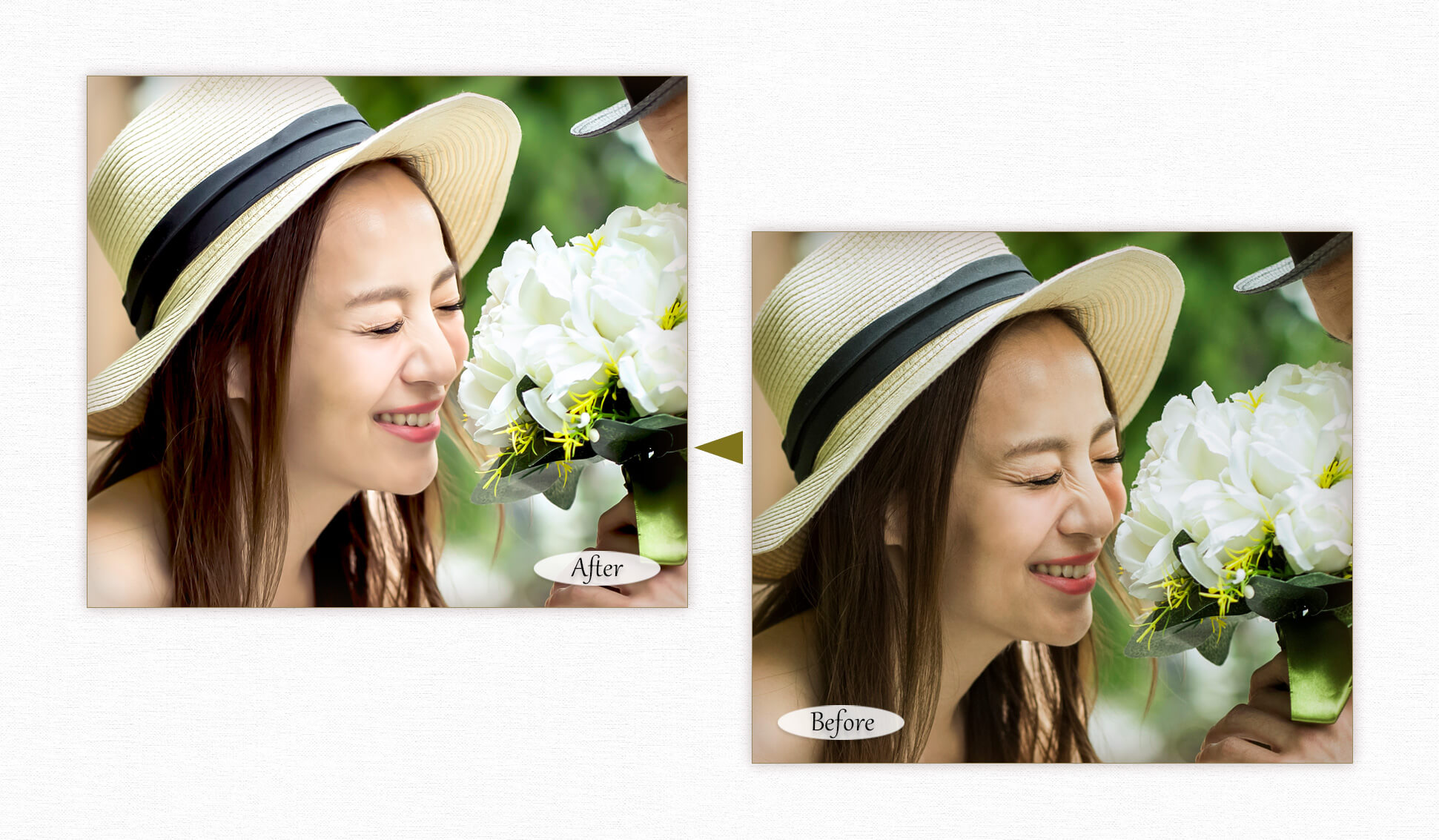 ウエディングの写真補正 しわを目立たなくする