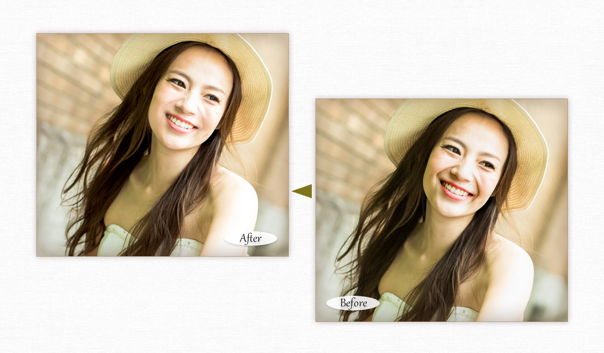 ウエディングの写真補正 ほうれい線