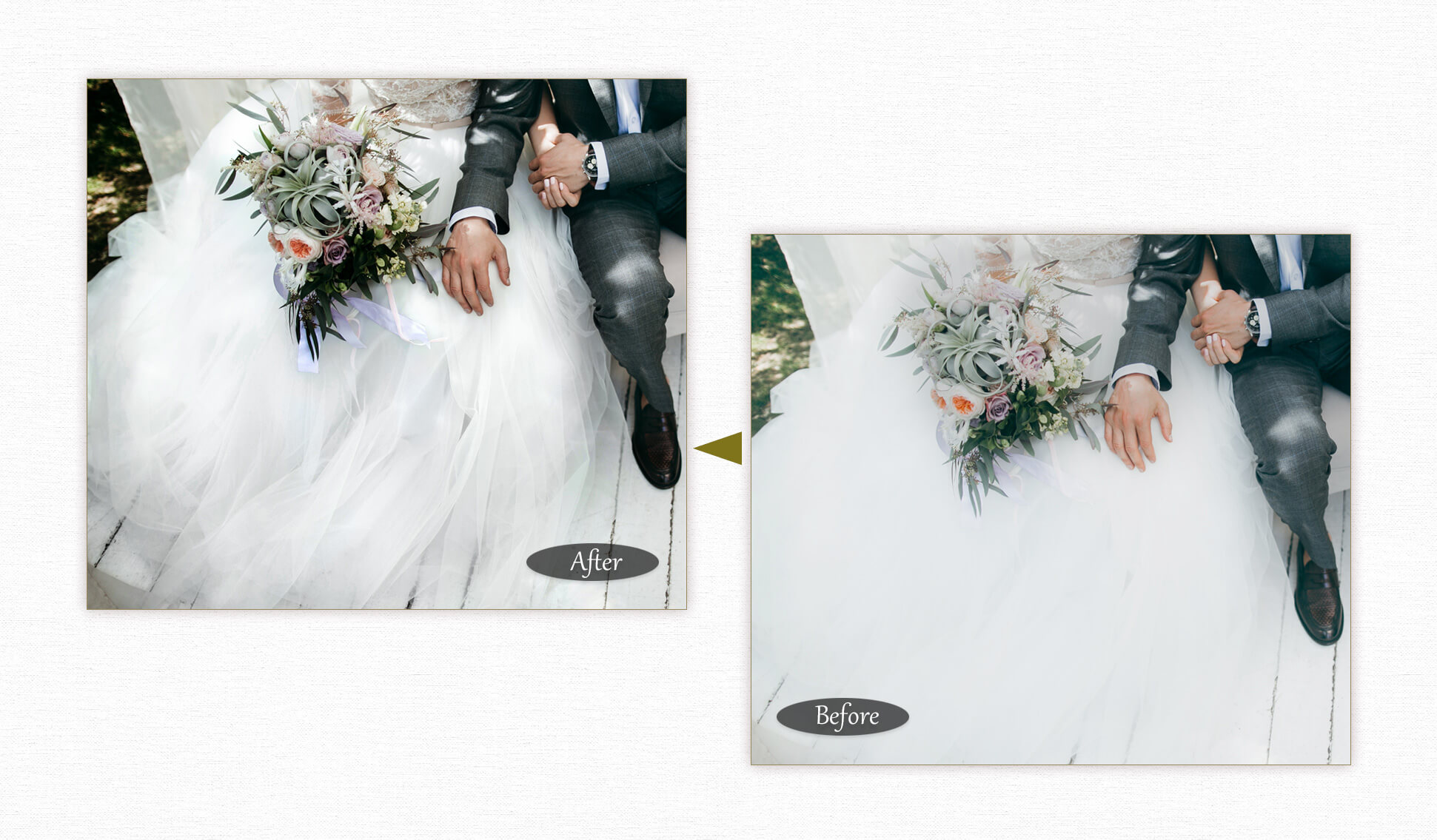 結婚式の写真補正 ウエディングドレス