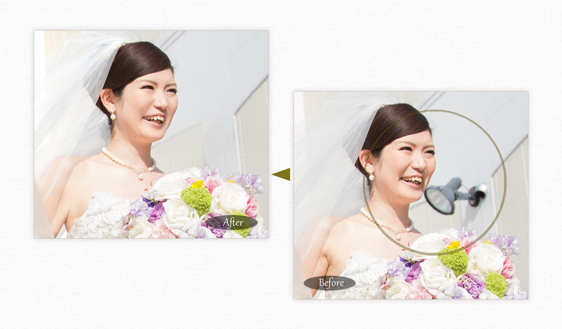 ウエディングの写真補正 不要物をなくす