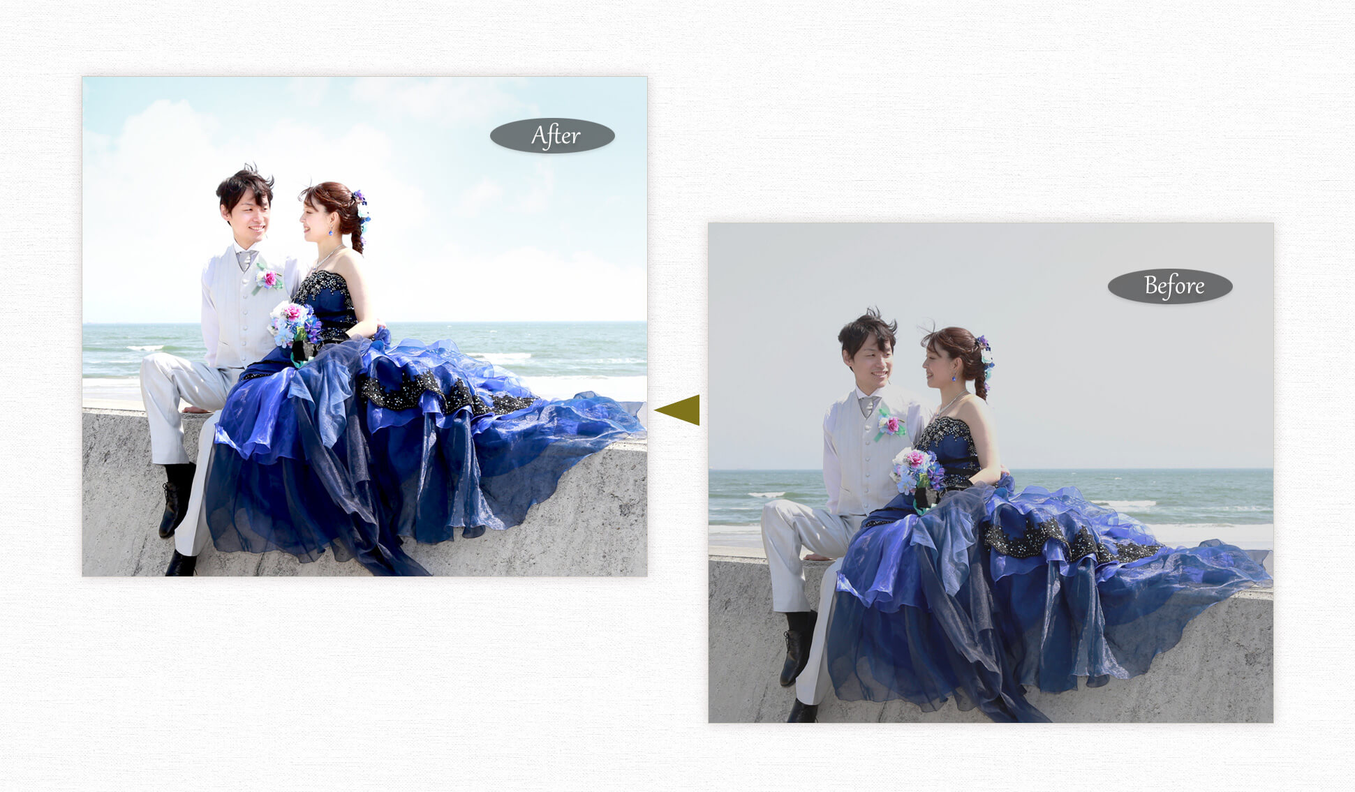 ウエディングの写真補正 曇り空